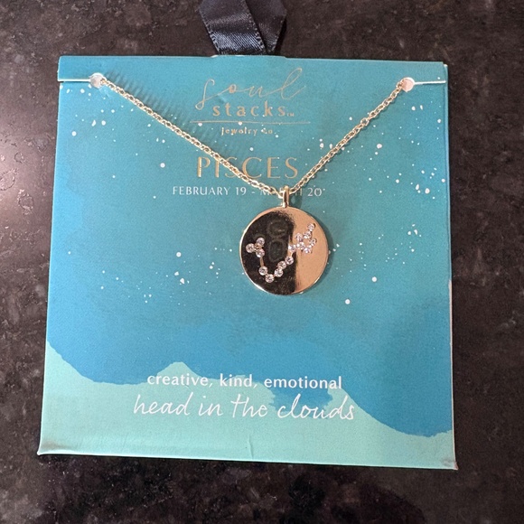 Star Sign Pendant Necklace, Teal, Pisces Design - Picture 8 of 8